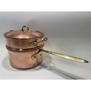 Copral Copper & Brass Tin Lined 6.75" Sauce Pan & Double Boiler - None-Ceramic